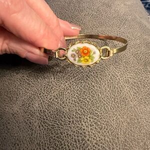 Avon Gold Bracelet with Floral Accents